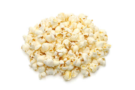 Popcorn heap isolated on white backgroundの写真素材
