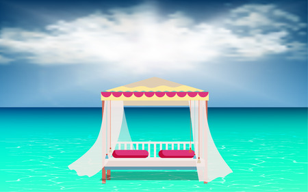 Outdoor cabana bed at the beachのイラスト素材