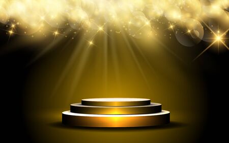 golden podium with golden light abstract backgroundのイラスト素材