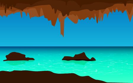 landscape of cave in the seaのイラスト素材