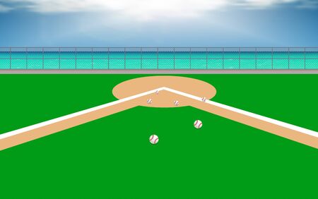 outdoor baseball courtのイラスト素材