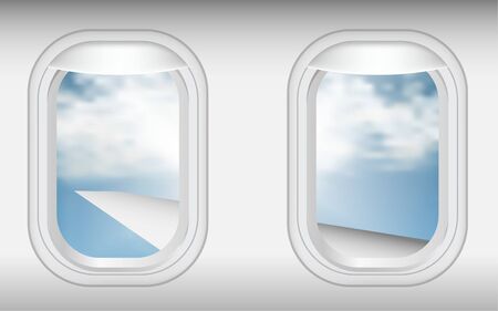 clouds on the sky at windows of the planeのイラスト素材