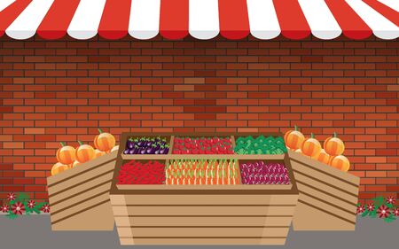 outdoor vegetable marketのイラスト素材