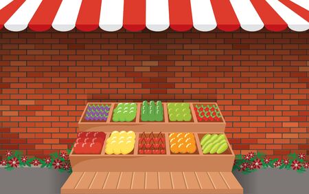 outdoor fruit marketのイラスト素材