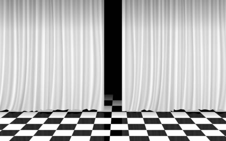 white curtain on the stageのイラスト素材