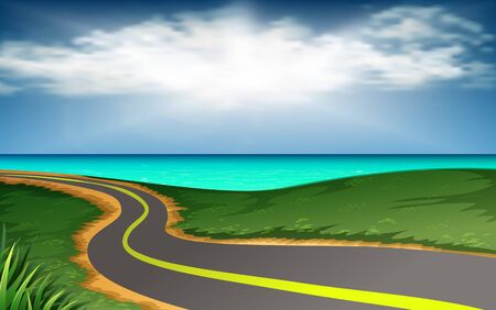 landscape of road at the beachのイラスト素材