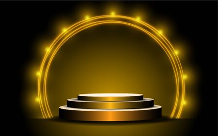golden podium with gold light on the stageのイラスト素材