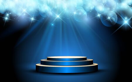 blue podium with blue light backgroundのイラスト素材