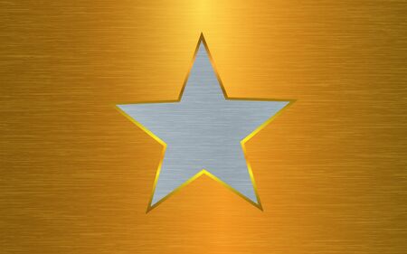 silver star on golden plateのイラスト素材