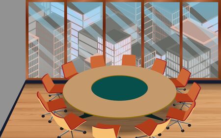 round table and chairs in the meeting roomのイラスト素材