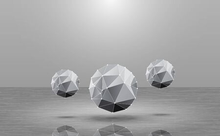 low poly sphere in the studio roomのイラスト素材