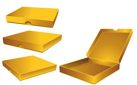 golden paper box on white backgroundのイラスト素材