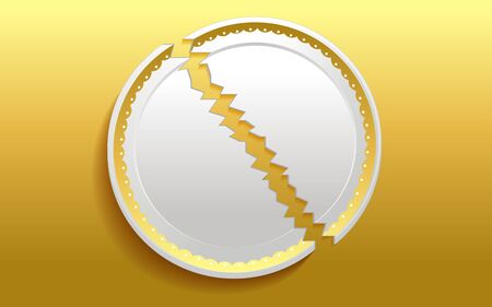 Cracked plate on the golden backgroundのイラスト素材