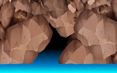 landscape of rock cave in the oceanのイラスト素材