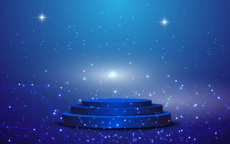 blue podium with line abstract on spaceのイラスト素材