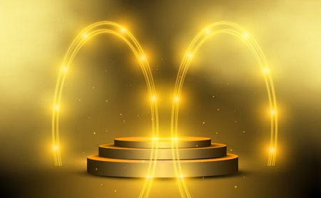 blue podium with smoke on the stageのイラスト素材