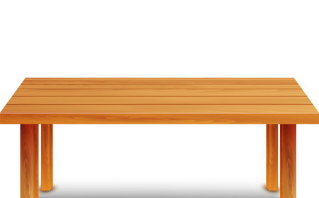 wooden table on the white backgroundのイラスト素材