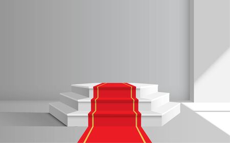 red carpet on the white podium in the studio roomのイラスト素材