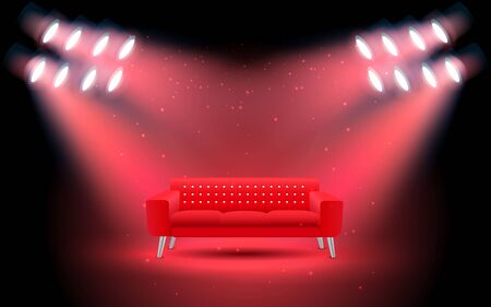 red sofa and spotlight on the stageのイラスト素材