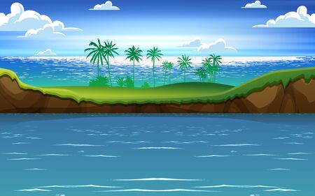 landscape of river and sea in the daytimeのイラスト素材