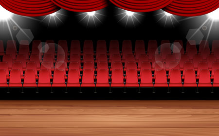 stage and spotlight with chairs in the hallのイラスト素材