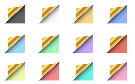 golden paper flip on the colorful paper backgroundのイラスト素材