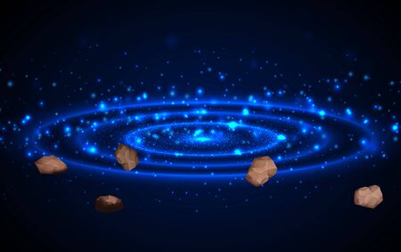 meteorite and light of the star in galaxyのイラスト素材