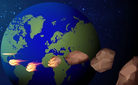 The meteorite is hitting the world.のイラスト素材