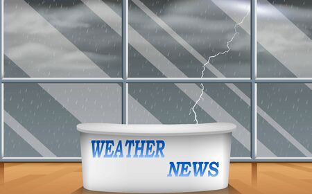 weater news studio room with the rain backgroundのイラスト素材