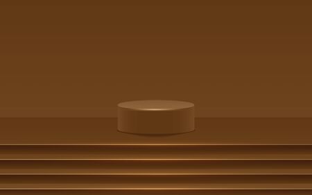 brown podium in the brown studio roomのイラスト素材