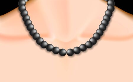 black pearl necklace on neck of womenのイラスト素材