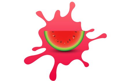 watermelon on the red water splashのイラスト素材
