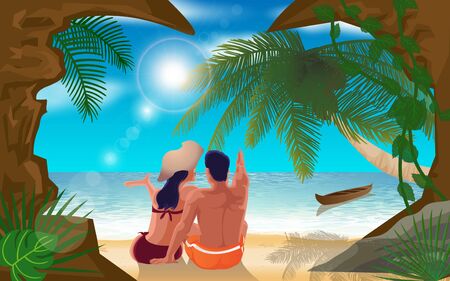 lover at the beachのイラスト素材