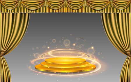 golden podium with golden abstract backgroundのイラスト素材