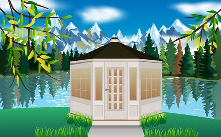 gazebo at the riversideのイラスト素材