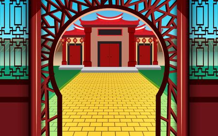 Chinese style house decorationのイラスト素材