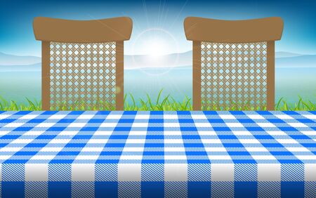 chairs with table at outdoor cafeのイラスト素材