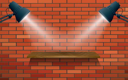 shelves with lamp on the wallのイラスト素材