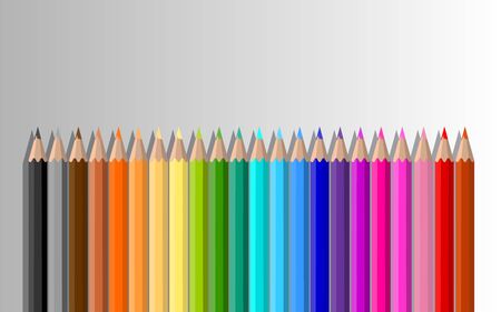 colorful crayons on the white backgroundのイラスト素材