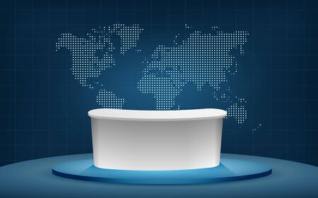 table with live hd on lcd background in the news studio roomのイラスト素材