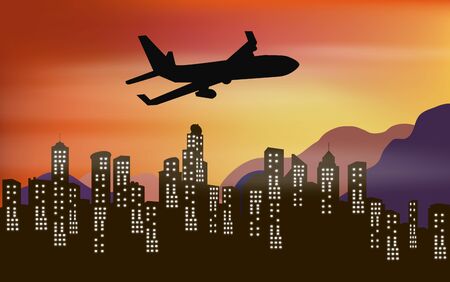 landscape of the city in the eveningのイラスト素材