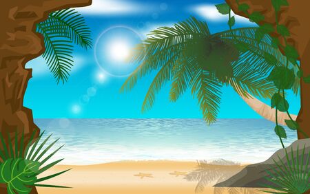 landscape of the beach on the island in summerのイラスト素材