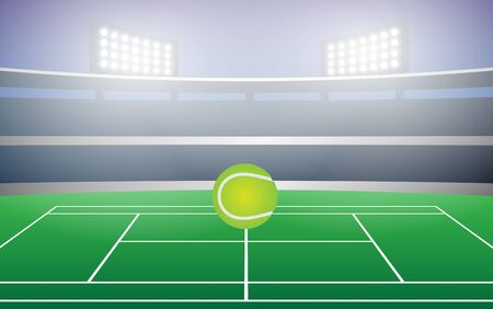 spotlight in tennis court in stadiumのイラスト素材