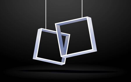 two square shape hanging in the studio roomのイラスト素材