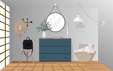 Interior decoration of living room in the houseのイラスト素材