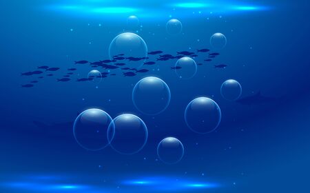 light and bubbles at underwater in the oceanのイラスト素材