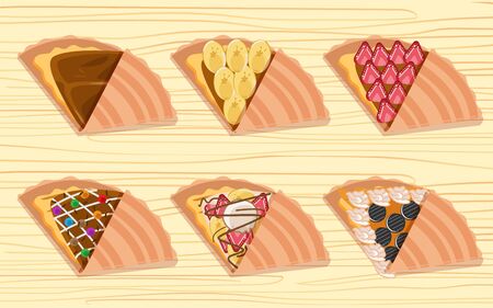 crepes and ingredients on the wooden tableのイラスト素材