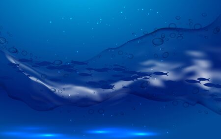 tides and fish at under water in the oceanのイラスト素材