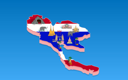thailand map on the blue backgroundのイラスト素材