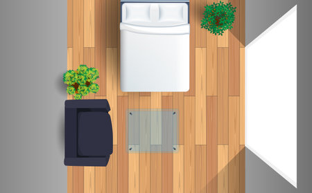 bed and sofa in the bedroomのイラスト素材